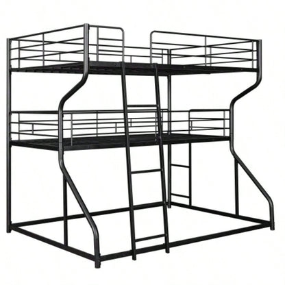 Full XL over Twin XL over Size Triple Bunk Bed with Long and Short Ladder, Black