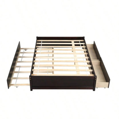 FULL BED WITH TWIN SIZE TRUNDLE AND TWO DRAWERS ESPRESSO COLOR