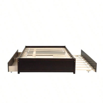 FULL BED WITH TWIN SIZE TRUNDLE AND TWO DRAWERS ESPRESSO COLOR