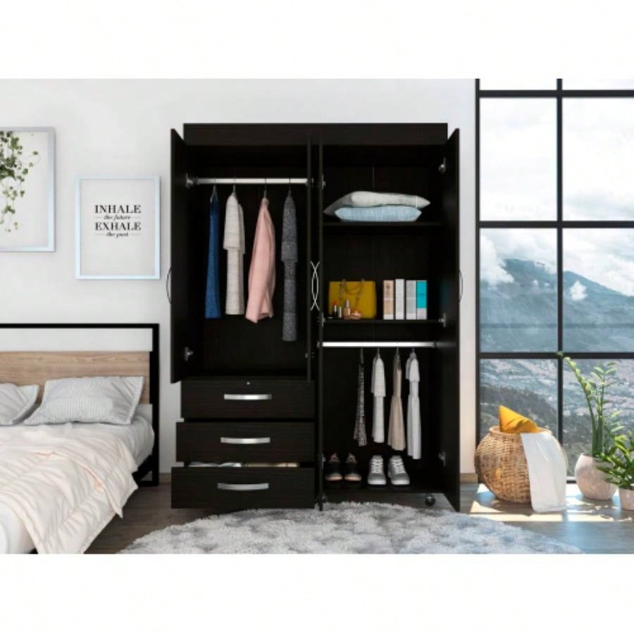 Mobile Armoire Velvet, Bedroom, Black