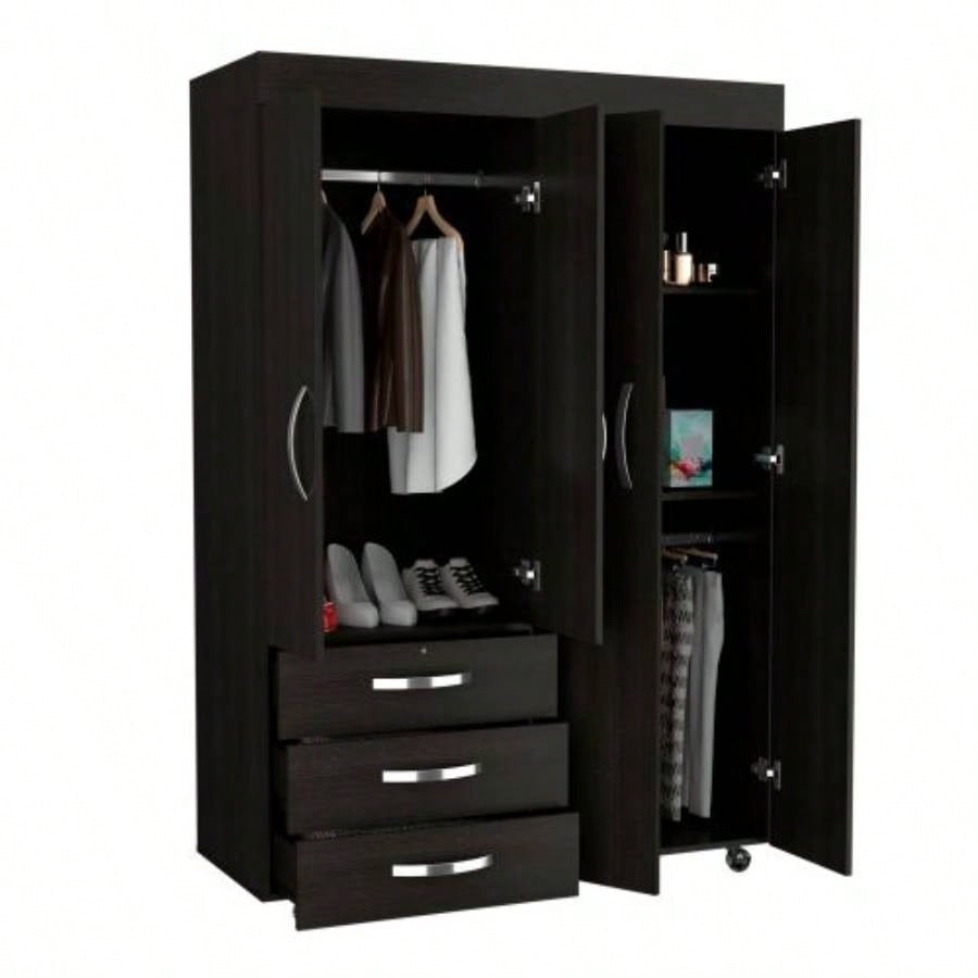 Mobile Armoire Velvet, Bedroom, Black