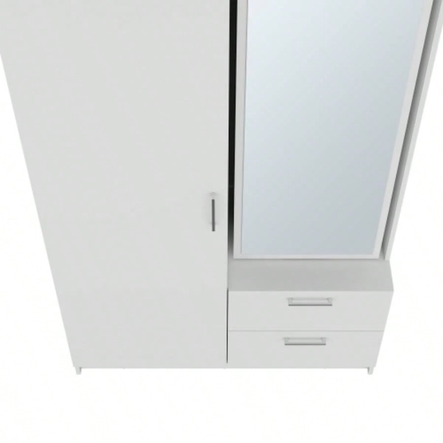 FM FURNITURE Thatcher Armoire - wardrobe, shoe storage and 2 - drawer, White