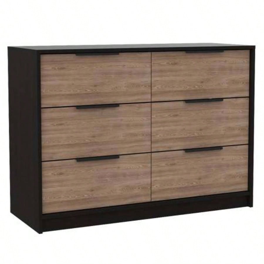 2 Piece Bedroom Set, London Armoire+ Egeo 4 Drawer Dresser, Black/ Pine