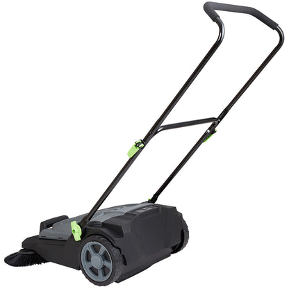 Walk-behind Hand Push Floor Sweeper, 25.6" Sweeping Width Floor Sweeper Manual Non-Electric, 5-Gallon Waste Container, Angle & Height Adjustable Folding Handle for Walkway, Yard, Garage, Patio