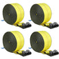 Winch Straps, 4" x 30', 6000 lbs Load Capacity, 18000 lbs Break Strength, Truck Straps with Flat Hook, Flatbed Tie Downs Cargo Control for Trailers, Farms, Rescues, Tree Saver, Yellow (4 Pack)