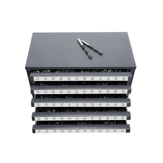 Drill Bit Dispenser Cabinet, Five-Drawer Drill Bit Organizer Cabinet for 33/64" to 63/64" Steel Drill Dispenser Organizer Cabinet with Labels, Stackable Drill Dispenser for Drill Bit Storage