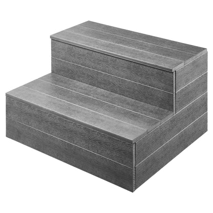 Hot Tub Steps, 2-Step Spa Outdoor Stairs, Heavy Duty 25 inch Wide HIPS Above-Ground/Inflatable Pool Ladder with 600 lbs Weight Capacity, Multi-Use for Porch, Patio, Deck, Campers, Graphite Gray