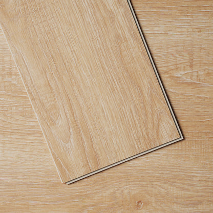 Interlocking Vinyl Floor Tiles 48 x 7.3 inch, 10 Tiles 5.5mm Thick Snap Together, Natural Wood Grain DIY Flooring for Kitchen, Dining Room, Bedrooms & Bathrooms, Easy for Home Decor