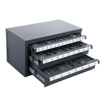 Drill Bit Dispenser Cabinet, Three-Drawer Drill Bit Organizer Cabinet for 1/16" to 1/2", Steel Drill Dispenser Organizer Cabinet with Labels, Stackable Drill Dispenser for Drill Bit Storage