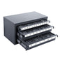 Drill Bit Dispenser Cabinet, Three-Drawer Drill Bit Organizer Cabinet for 1/16" to 1/2", Steel Drill Dispenser Organizer Cabinet with Labels, Stackable Drill Dispenser for Drill Bit Storage
