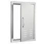BBQ Access Door, 17W x 24H Inch Single Outdoor Kitchen Door, Stainless Steel Flush Mount Door, Wall Vertical Door with Handle, Vents and Hook, for BBQ Island, Grilling Station, Outside Cabinet