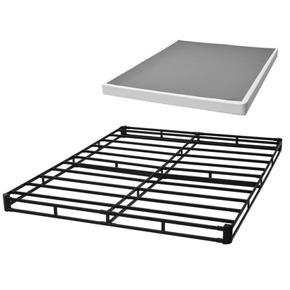 Box Spring, Queen Size Bed Frame with Washable Fabric Cloth, Heavy Duty Metal Frame for Queen Bed, 4 in Mattress Foundation, 3500 lbs Max Weight Capacity, Easy Assembly, 79.1 L x 59.4 W x 4 H in