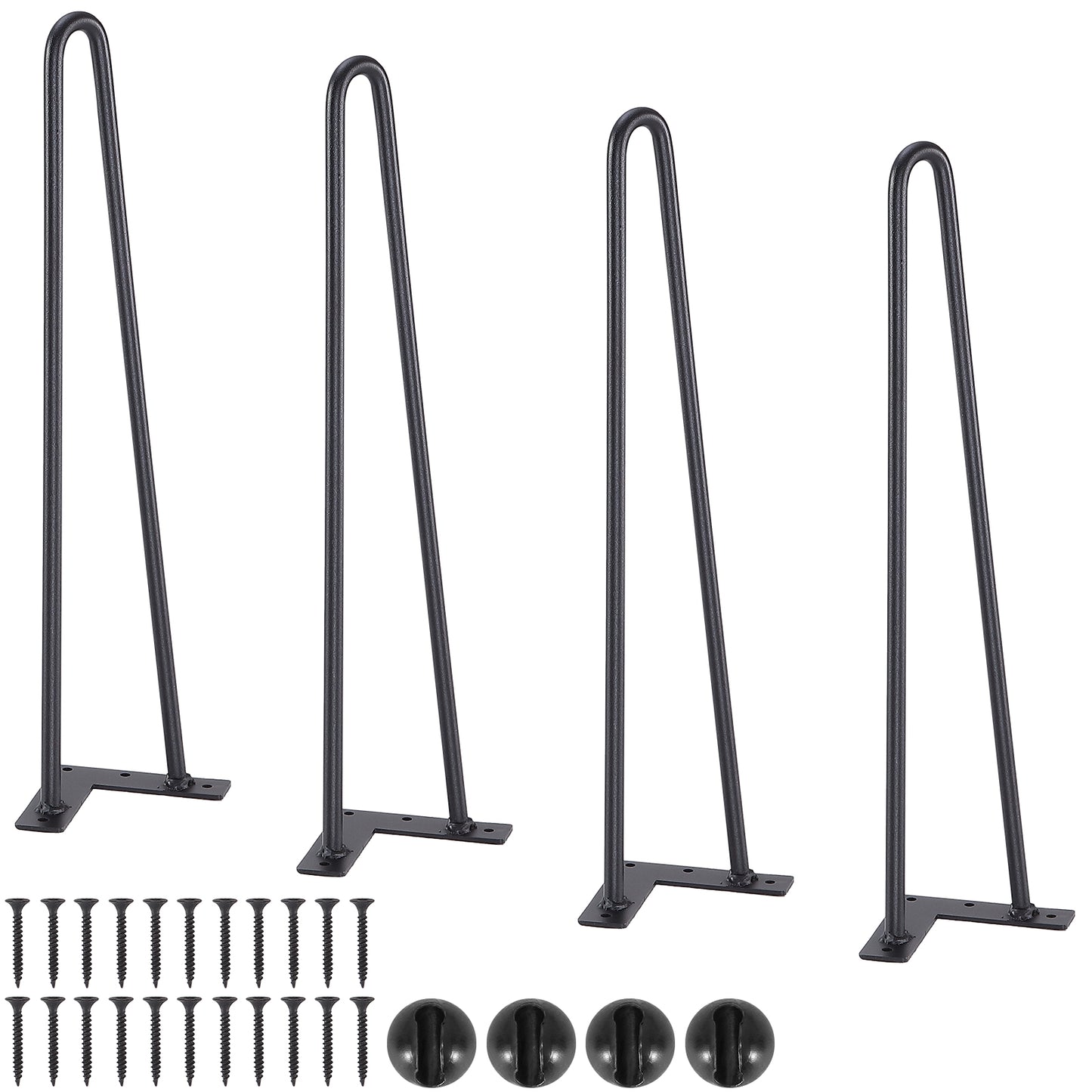 19" Hairpin Furniture Legs, Metal Home DIY Projects for Nightstand, Coffee Table, Desk, 500lbs Load Capacity with Rubber Floor Protectors, Metal Heavy Duty Sturdy Modern Table Legs, 4PCS Black