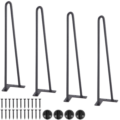 19" Hairpin Furniture Legs, Metal Home DIY Projects for Nightstand, Coffee Table, Desk, 500lbs Load Capacity with Rubber Floor Protectors, Metal Heavy Duty Sturdy Modern Table Legs, 4PCS Black