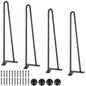 19" Hairpin Furniture Legs, Metal Home DIY Projects for Nightstand, Coffee Table, Desk, 500lbs Load Capacity with Rubber Floor Protectors, Metal Heavy Duty Sturdy Modern Table Legs, 4PCS Black