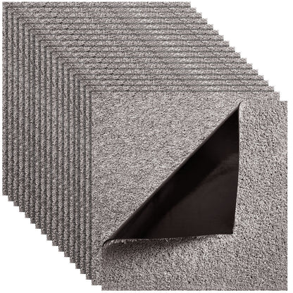 Carpet Tiles 18x18 inch, 10 Pack Carpet Square Rug Detachable & Damage-free, Self Adhesive Home Floor Soft Plush Padded for 22.5sq.ft Coverage, Easy DIY for Living Room & Bedroom, Dark Brown