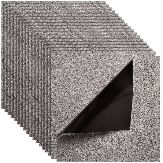 Carpet Tiles 18x18 inch, 10 Pack Carpet Square Rug Detachable & Damage-free, Self Adhesive Home Floor Soft Plush Padded for 22.5sq.ft Coverage, Easy DIY for Living Room & Bedroom, Dark Brown