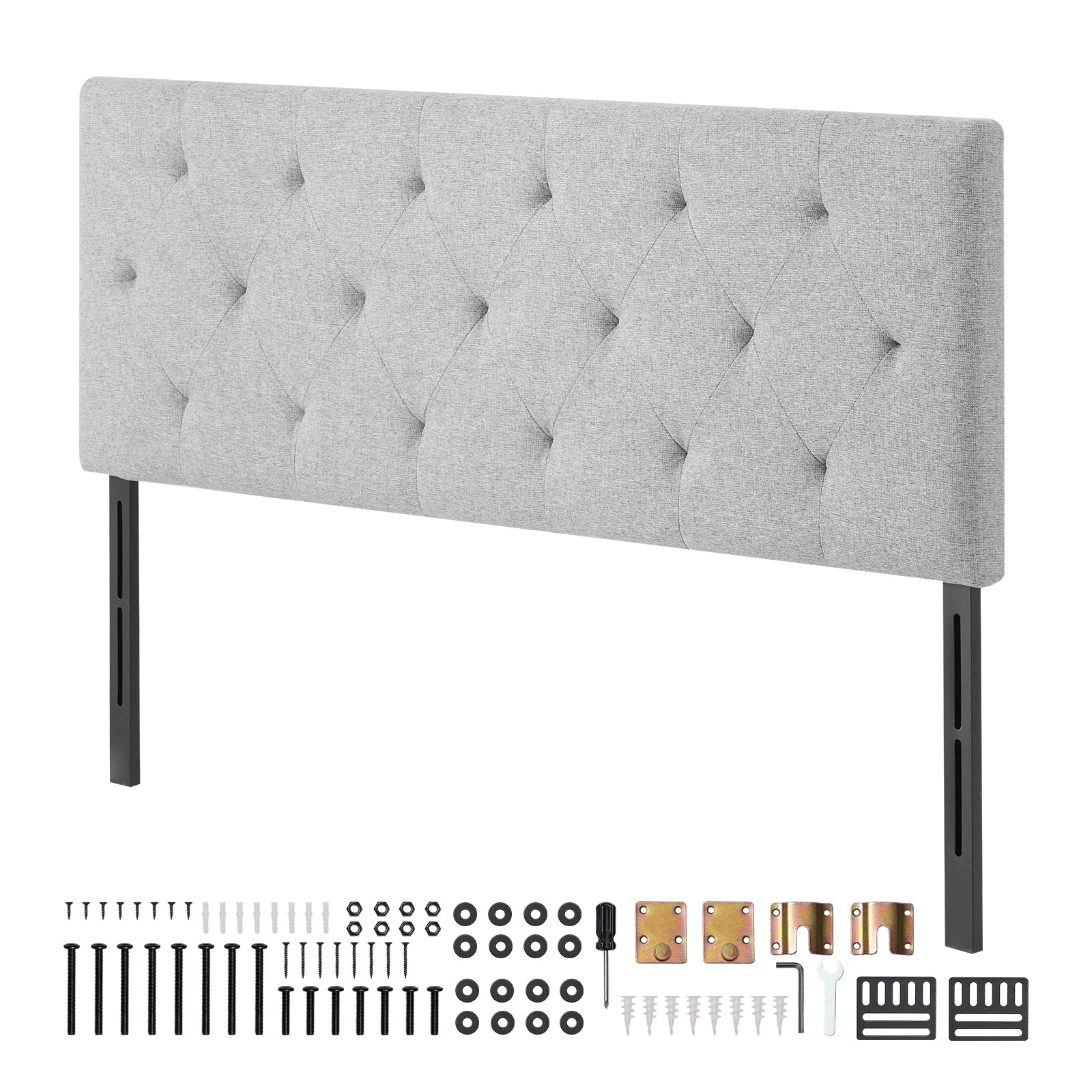 Headboard, Full Size Headboard with Adjustable Height, Comfortable Diamond Tufted for Full Size Bed, W 56.3 x H (35.6-47.4) inches, Ideal for Bedroom, Hotel, Homestay, Dormitory, Light Grey