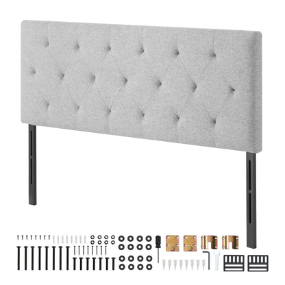 Headboard, Full Size Headboard with Adjustable Height, Comfortable Diamond Tufted for Full Size Bed, W 56.3 x H (35.6-47.4) inches, Ideal for Bedroom, Hotel, Homestay, Dormitory, Light Grey