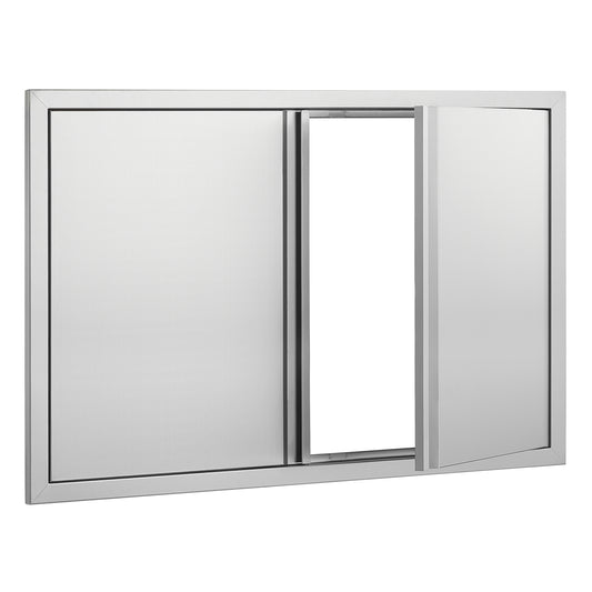 BBQ Access Door, 36W x 24H Inch Double Outdoor Kitchen Door, Stainless Steel Flush Mount Door, Wall Vertical Door with Recessed Handles , for BBQ Island, Grilling Station, Outside Cabinet