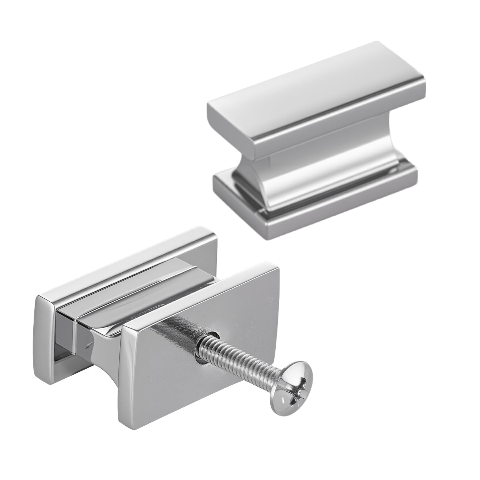 Cabinet Knobs, 10 Pack, 1.42 Inch Zinc Alloy Drawer Pulls Door Handles, Rectangular Kitchen Dresser Solid Knobs, Cupboard Hardware with Screws for Bathroom Closet Cabinets Drawers, Chrome Color