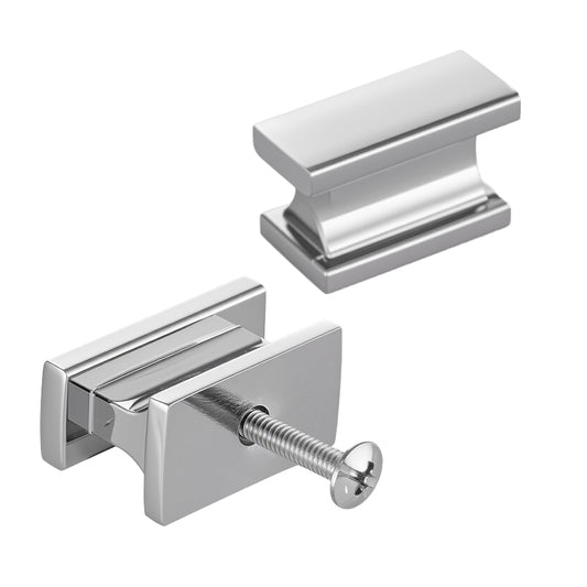 Cabinet Knobs, 10 Pack, 1.42 Inch Zinc Alloy Drawer Pulls Door Handles, Rectangular Kitchen Dresser Solid Knobs, Cupboard Hardware with Screws for Bathroom Closet Cabinets Drawers, Chrome Color