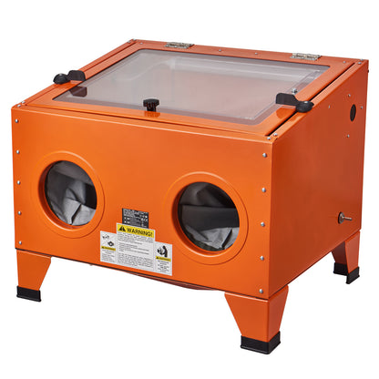 25 Gallon Sandblasting Cabinet, 40-120PSI Portable Benchtop Sand Blasting Cabinet, Heavy Duty Steel Sand Blaster with Blasting Gun & 4 Ceramic Nozzles for Paint, Stain, Rust Removal