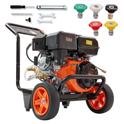 Gas Pressure Washer, 4400 PSI 4.0 GPM, Gas Powered Pressure Washer with Copper Pump, Spray Gun and Extension Wand, 5 Quick Connect Nozzles, for Cleaning Cars, Homes, Driveways, Patios