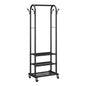 Clothes Rack, Rolling Clothing Garment Rack with Hanging Rod and Side Hooks, 3 Storage Shelves, 99 lbs Load Capacity, Heavy Duty Carbon Steel Clothing Racks for Bedroom, Laundry, Living Room
