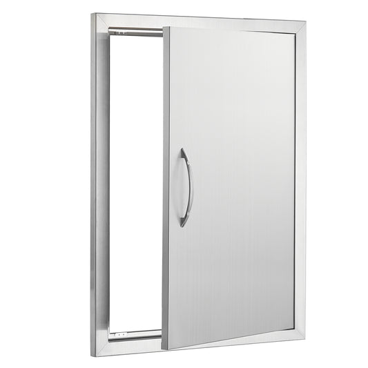 BBQ Access Door, 20W x 27H Inch Single Outdoor Kitchen Door, Stainless Steel Flush Mount Door, Wall Vertical Door with Handle, for BBQ Island, Grilling Station, Outside Cabinet