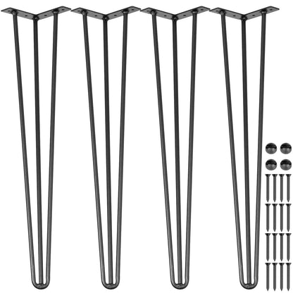 Hairpin Table Legs 22" Black Set of 4 Desk Legs 880lbs Load Capacity (Each 220lbs) Hairpin Desk Legs 3 Rods for Bench Desk Dining End Table Chairs Carbon Steel DIY Heavy Duty Furniture Legs