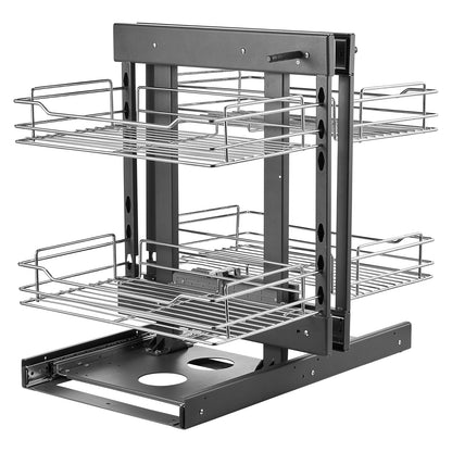 2 Tier 4 Shelf Blind Corner Pull Out Organizer Chrome Kitchen Cabinet Basket