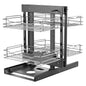 2 Tier 4 Shelf Blind Corner Pull Out Organizer Chrome Kitchen Cabinet Basket