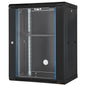 15U Wall Mount Network Server Rack Cabinet Enclosure 18'' Glass Door Lock