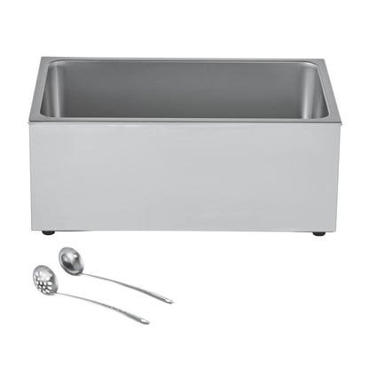 Commercial Food Warmer, 1200W Electric Stainless Steel Steam Food Warmer, Fast Heating Countertop Buffet Bain Marie with Soup & Perforated Ladles, for Catering, Restaurants, Parties, Buffets
