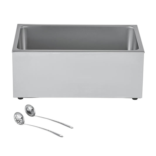 Commercial Food Warmer, 1200W Electric Stainless Steel Steam Food Warmer, Fast Heating Countertop Buffet Bain Marie with Soup & Perforated Ladles, for Catering, Restaurants, Parties, Buffets