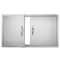 BBQ Access Door, 36W x 21H Inch Double Outdoor Kitchen Door, Stainless Steel Flush Mount Door, Wall Vertical Door with Handles, for BBQ Island, Grilling Station, Outside Cabinet