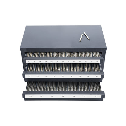End Mill Dispenser Cabinet, Three-Drawer End Mill Organizer Cabinet for 1/8" to 1", Steel End Mill Dispenser Organizer Cabinet with Labels, 29-Compartment Stackable for End Mill Storage