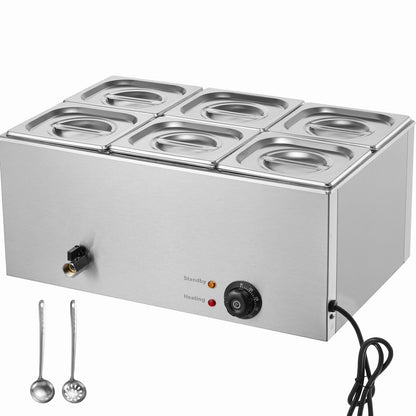 Commercial Electric Food Warmer 6-Pan Countertop Buffet 14.3QT Bain Marie