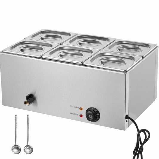 Commercial Electric Food Warmer 6-Pan Countertop Buffet 14.3QT Bain Marie
