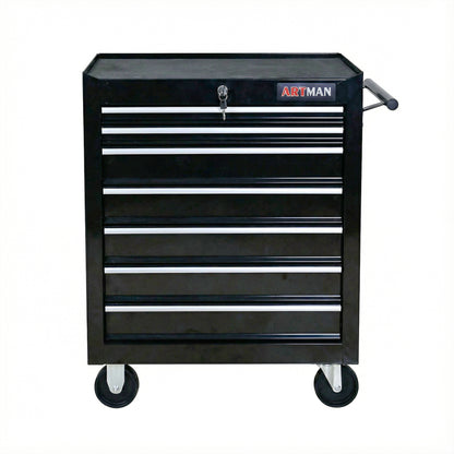 7 DRAWERS MULTIFUNCTIONAL TOOL CART WITH WHEELS-BLACK
