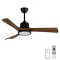 42-Inch Ceiling Fan with Light, Solid Wood Blades, 2 Downrods for Sloped Ceiling ≤15°, Quiet Reversible DC Motor, APP & Remote Control, 6 Speeds, Timer, Dimmable Full-Spectrum LED, for Bedroom