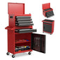 Tool Chest, 5-Drawer Rolling Tool Storage Cabinet with Detachable Top Tool Box, Liner, Universal Lockable Wheels, Adjustable Shelf, Locking Mechanism, Metal Tool Cart for Garage Workshop