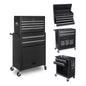 Tool Chest, 8-Drawer Rolling Tool Storage Cabinet with 2 in 1 Detachable Top Tool Box, Liner, Lockable Wheels, Side Hooks, Locking Mechanism, Metal Tool Cart for Garage
