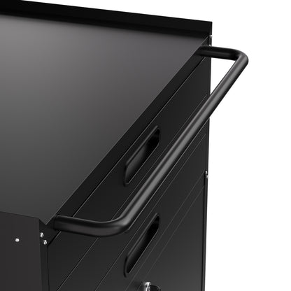 Black Metal Tool Cabinet - 29.5" Rolling Workbench Organizer