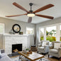 72-inch Large Outdoor Ceiling Fan with Remote Control and Light with Three-Color Dimming, 5 Reversible Wooden Blades, Modern Garden, Patio, Farmhouse, Living Room and Bedroom Ceiling Fan