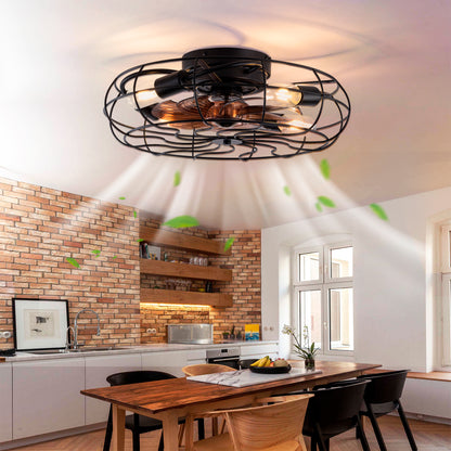 New Model 19 Inch Ceiling Fan Light With 6 Speed Remote 8 Blade Reversible DC Motor For Bedroom