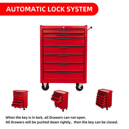 7-Drawer Rolling Tool Cabinet - Red Carbon Steel