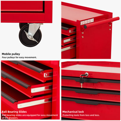 7-Drawer Rolling Tool Cabinet - Red Carbon Steel