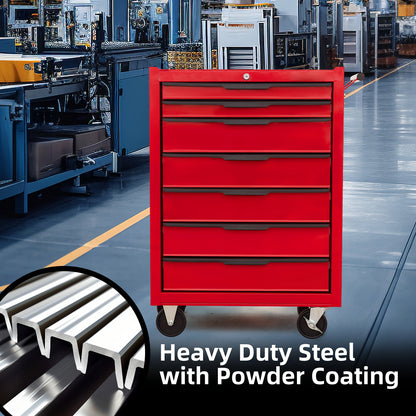 7-Drawer Rolling Tool Cabinet - Red Carbon Steel